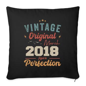 March 2018 Vintage Born Vintage Birthday - Sofa pillowcase 17,3'' x 17,3'' (45 x 45 cm) - black - Front