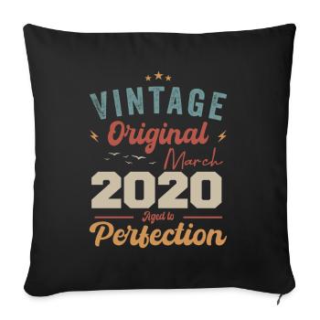 March 2020 Vintage Born Vintage Birthday - Sofa pillowcase 17,3'' x 17,3'' (45 x 45 cm) - black - Front