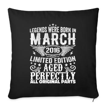 Légendaire depuis mars 2016 Anniversaire 2016 - Housse de coussin décorative 45 x 45 cm - noir - Devant