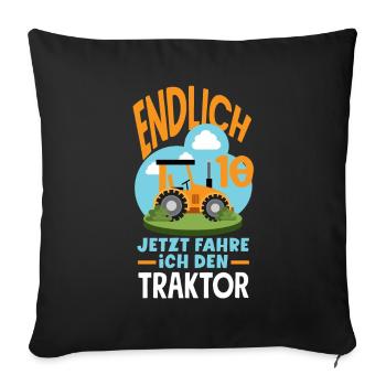 10e anniversaire tracteur 10 ans anniversaire chemise - Housse de coussin décorative 45 x 45 cm - noir - Devant