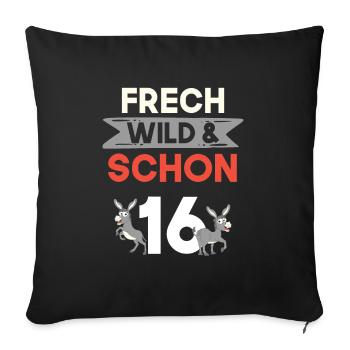 16 Jahre Geburtstag Esel - Sofakissenbezug 45 x 45 cm - Schwarz - Vorne