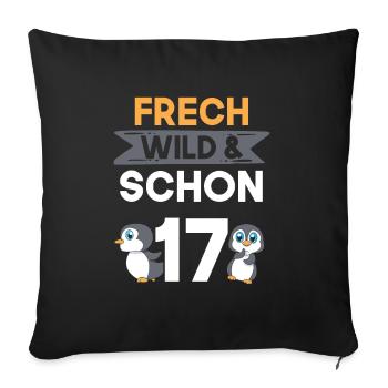 17 Jahre Geburtstag Pinguin - Sofakissenbezug 45 x 45 cm - Schwarz - Vorne