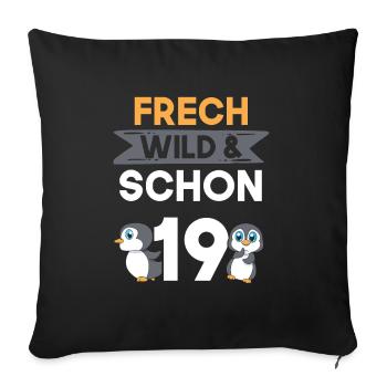 19 Jahre Geburtstag Pinguin - Sofakissenbezug 45 x 45 cm - Schwarz - Vorne