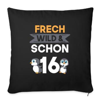 16 Jahre Geburtstag Pinguin - Sofakissenbezug 45 x 45 cm - Schwarz - Vorne