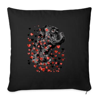 Cane Corso Hund mit Herzen für Cane Corso - Sofakissenbezug 45 x 45 cm - Schwarz - Vorne