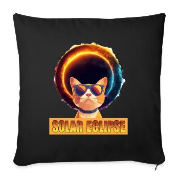 Sonnenfinsternis Katze - Sofakissenbezug 45 x 45 cm - Schwarz - Vorne