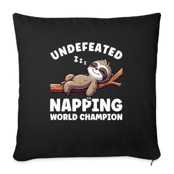 Sloth Funny Nap Sleeping - Sofa pillowcase 17,3'' x 17,3'' (45 x 45 cm) - black - Front