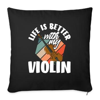 Violin Violin Violinist Violin Player - Sofa pillowcase 17,3'' x 17,3'' (45 x 45 cm) - black - Front