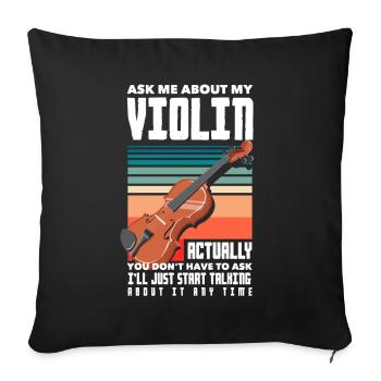 Violon Violon Violoniste Joueur de violon - Housse de coussin décorative 45 x 45 cm - noir - Devant