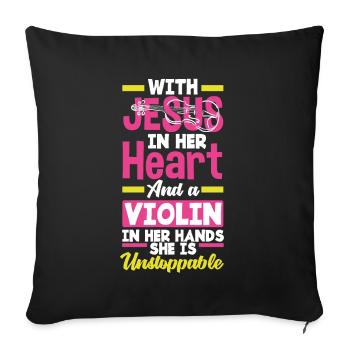 Violon Violon Violoniste Joueur de violon - Housse de coussin décorative 45 x 45 cm - noir - Devant