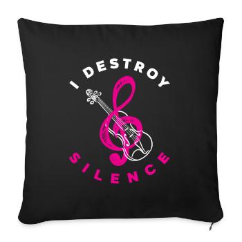 Violon Violon Violoniste Joueur de violon - Housse de coussin décorative 45 x 45 cm - noir - Devant