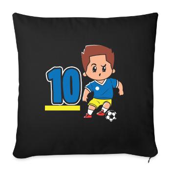 10e anniversaire 10 ans Football Joueur de football - Housse de coussin décorative 45 x 45 cm - noir - Devant