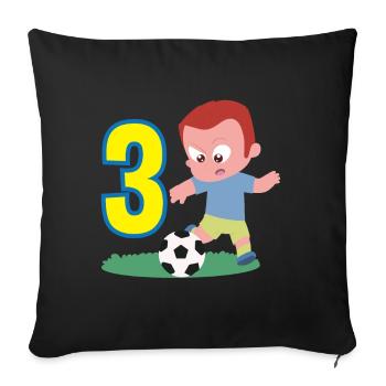 3rd Birthday 3 Years Soccer Soccer Player - Sofa pillowcase 17,3'' x 17,3'' (45 x 45 cm) - black - Front