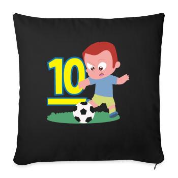 10e anniversaire 10 ans Football Joueur de football - Housse de coussin décorative 45 x 45 cm - noir - Devant