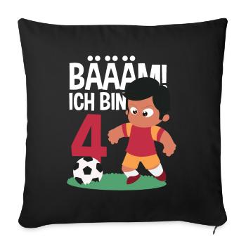 4e anniversaire 4 ans de football joueur de football - Housse de coussin décorative 45 x 45 cm - noir - Devant
