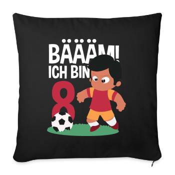 8e anniversaire 8 ans de football joueur de football - Housse de coussin décorative 45 x 45 cm - noir - Devant