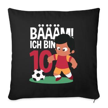 10e anniversaire 10 ans Football Joueur de football - Housse de coussin décorative 45 x 45 cm - noir - Devant