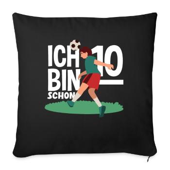 10e anniversaire 10 ans Football Joueur de football - Housse de coussin décorative 45 x 45 cm - noir - Devant