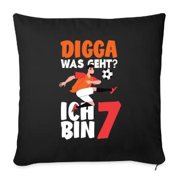 7th Birthday 7 Years Soccer Soccer Player - Sofa pillowcase 17,3'' x 17,3'' (45 x 45 cm) - black - Front