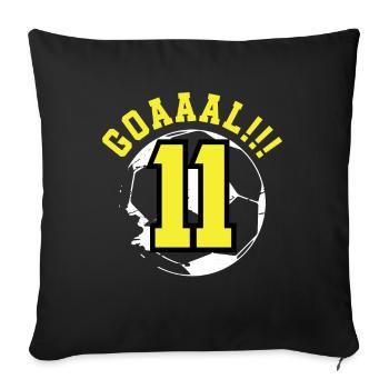 11e anniversaire 11 ans de football Joueur de football - Housse de coussin décorative 45 x 45 cm - noir - Devant