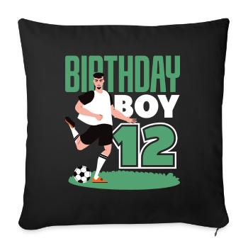 12th Birthday 12 Years Soccer Soccer Player - Sofa pillowcase 17,3'' x 17,3'' (45 x 45 cm) - black - Front
