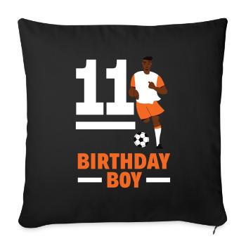 11e anniversaire 11 ans Joueur de football - Housse de coussin décorative 45 x 45 cm - noir - Devant