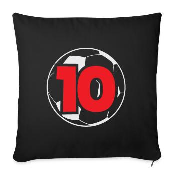 10e anniversaire 10 ans Football Joueur de football - Housse de coussin décorative 45 x 45 cm - noir - Devant