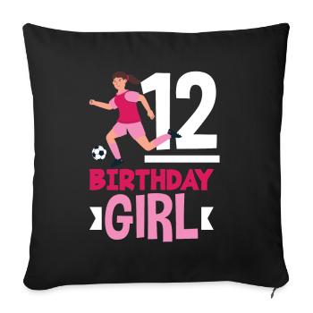 12th Birthday 12 Years Soccer Soccer Player - Sofa pillowcase 17,3'' x 17,3'' (45 x 45 cm) - black - Front