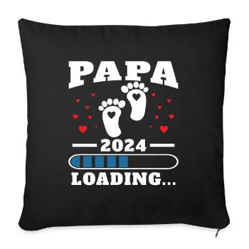 Papa 2024 Drôle Cadeau Fête Des Pères Enceinte - Housse de coussin décorative 45 x 45 cm - noir - Devant