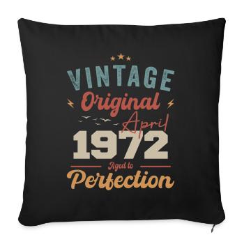 Vintage né en avril 1972 cadeau d’anniversaire - Housse de coussin décorative 45 x 45 cm - noir - Devant
