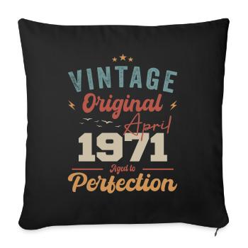 Vintage né en avril 1971 cadeau d’anniversaire - Housse de coussin décorative 45 x 45 cm - noir - Devant