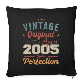 Vintage Born In April 2005 Birthday Gift - Sofa pillowcase 17,3'' x 17,3'' (45 x 45 cm) - black - Front