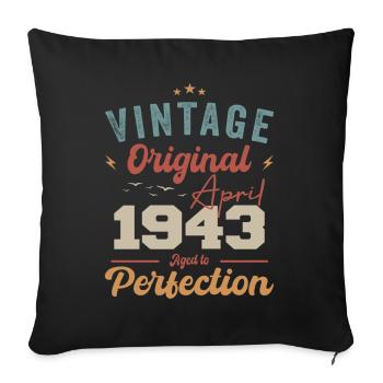 Vintage Geboren im April 1943 Geburtstagsgeschenk - Sofakissenbezug 45 x 45 cm - Schwarz - Vorne