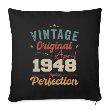 Vintage né en avril 1948 cadeau d’anniversaire - Housse de coussin décorative 45 x 45 cm - noir - Devant