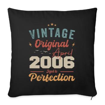 Vintage né en avril 2006 cadeau d’anniversaire - Housse de coussin décorative 45 x 45 cm - noir - Devant