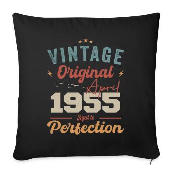 Vintage Geboren im April 1955 Geburtstagsgeschenk - Sofakissenbezug 45 x 45 cm - Schwarz - Vorne