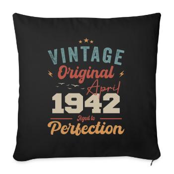 Vintage né en avril 1942 cadeau d’anniversaire - Housse de coussin décorative 45 x 45 cm - noir - Devant