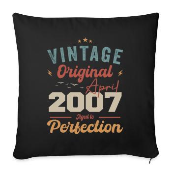 Vintage né en avril 2007 cadeau d’anniversaire - Housse de coussin décorative 45 x 45 cm - noir - Devant