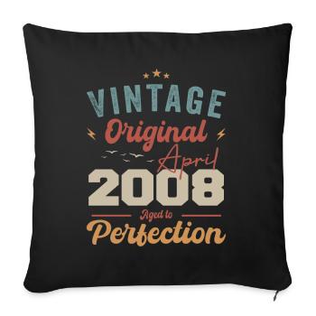 Vintage Geboren im April 2008 Geburtstagsgeschenk - Sofakissenbezug 45 x 45 cm - Schwarz - Vorne