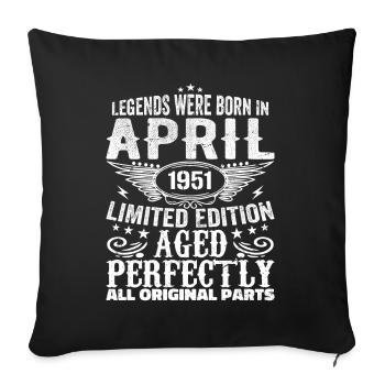Vintage in April 1951 Birthday Gift - Sofa pillowcase 17,3'' x 17,3'' (45 x 45 cm) - black - Front