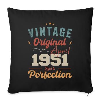 Vintage Geboren im April 1951 Geburtstagsgeschenk - Sofakissenbezug 45 x 45 cm - Schwarz - Vorne