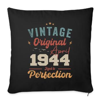 Vintage né en avril 1944 cadeau d’anniversaire - Housse de coussin décorative 45 x 45 cm - noir - Devant