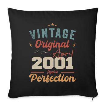 Vintage Geboren im April 2001 Geburtstagsgeschenk - Sofakissenbezug 45 x 45 cm - Schwarz - Vorne