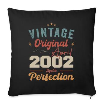 Vintage né en avril 2002 cadeau d’anniversaire - Housse de coussin décorative 45 x 45 cm - noir - Devant