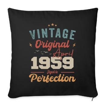 Vintage né avril 1959 cadeau d’anniversaire - Housse de coussin décorative 45 x 45 cm - noir - Devant