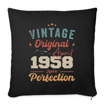 Vintage né en avril 1958 cadeau d’anniversaire - Housse de coussin décorative 45 x 45 cm - noir - Devant