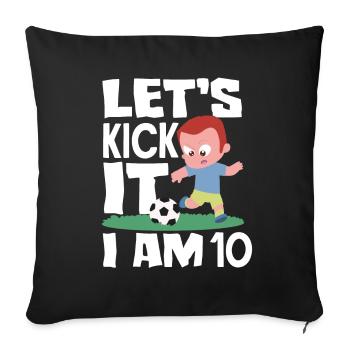 10e anniversaire 10 ans Football Joueur de football - Housse de coussin décorative 45 x 45 cm - noir - Devant