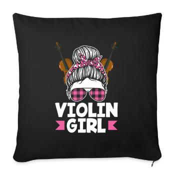 Violon Violon Violoniste Joueur de violon - Housse de coussin décorative 45 x 45 cm - noir - Devant