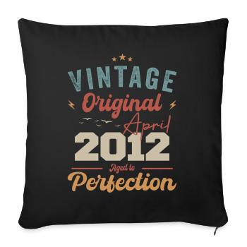 Vintage né en avril 2012 cadeau d’anniversaire - Housse de coussin décorative 45 x 45 cm - noir - Devant