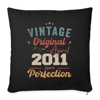 Vintage Geboren im April 2011 Geburtstagsgeschenk - Sofakissenbezug 45 x 45 cm - Schwarz - Vorne
